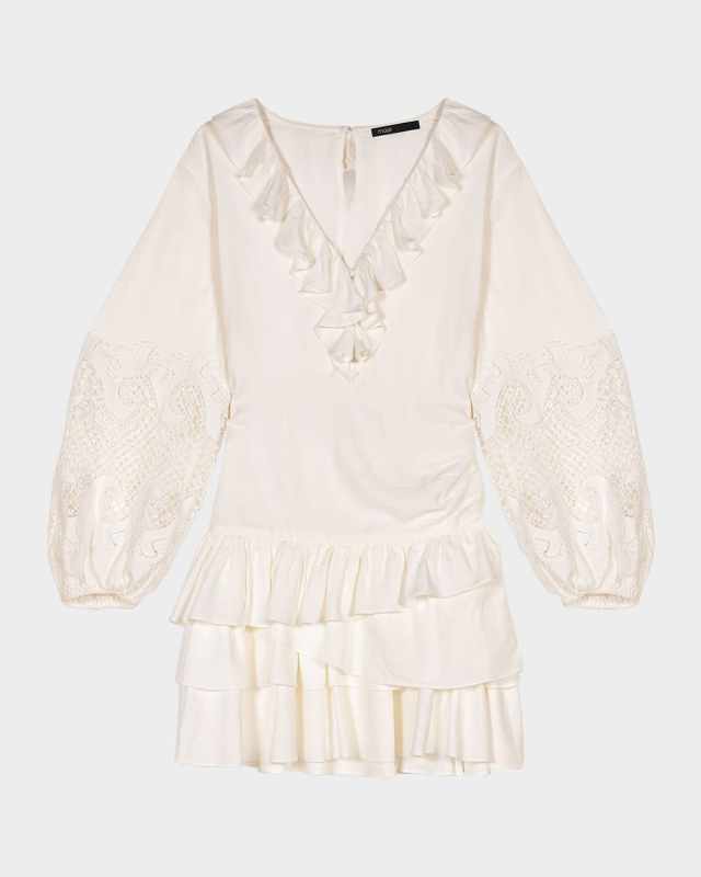 Roilela Embroidered Ruffle Mini Dress